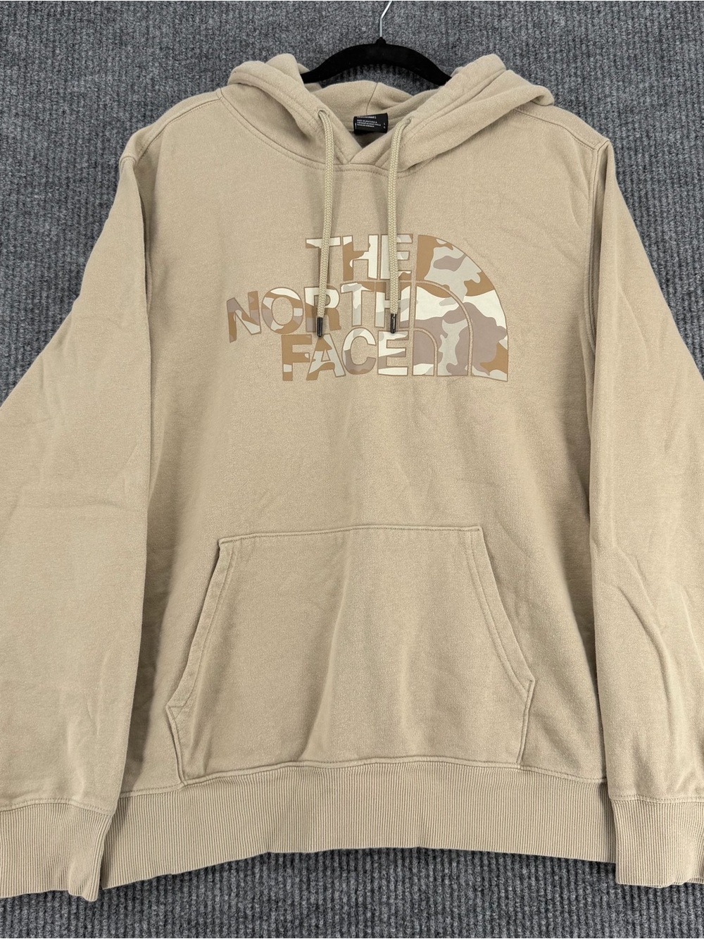 The North Face Camo Logo Hoodie Mens Large Cream Streetwear Pullover Outdoor - Picture 1 of 7